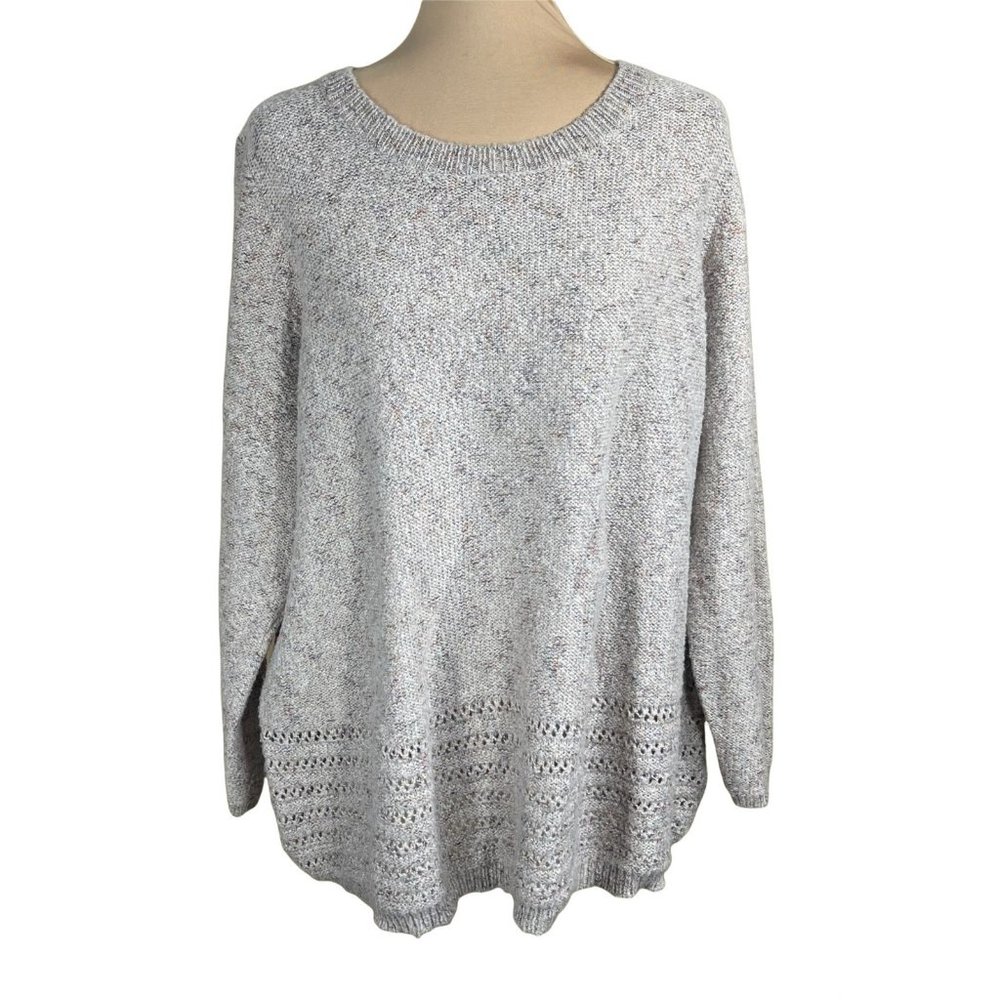 Avenue Long Sleeve Crew Neck Oatmeal Grey Tan Sweater Size 22/24